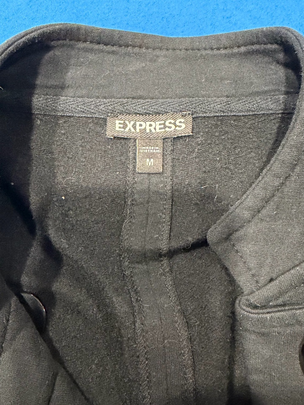 Express Black Military Band Jacket / Crested Button Fleece Blazer - Picture 5 of 6